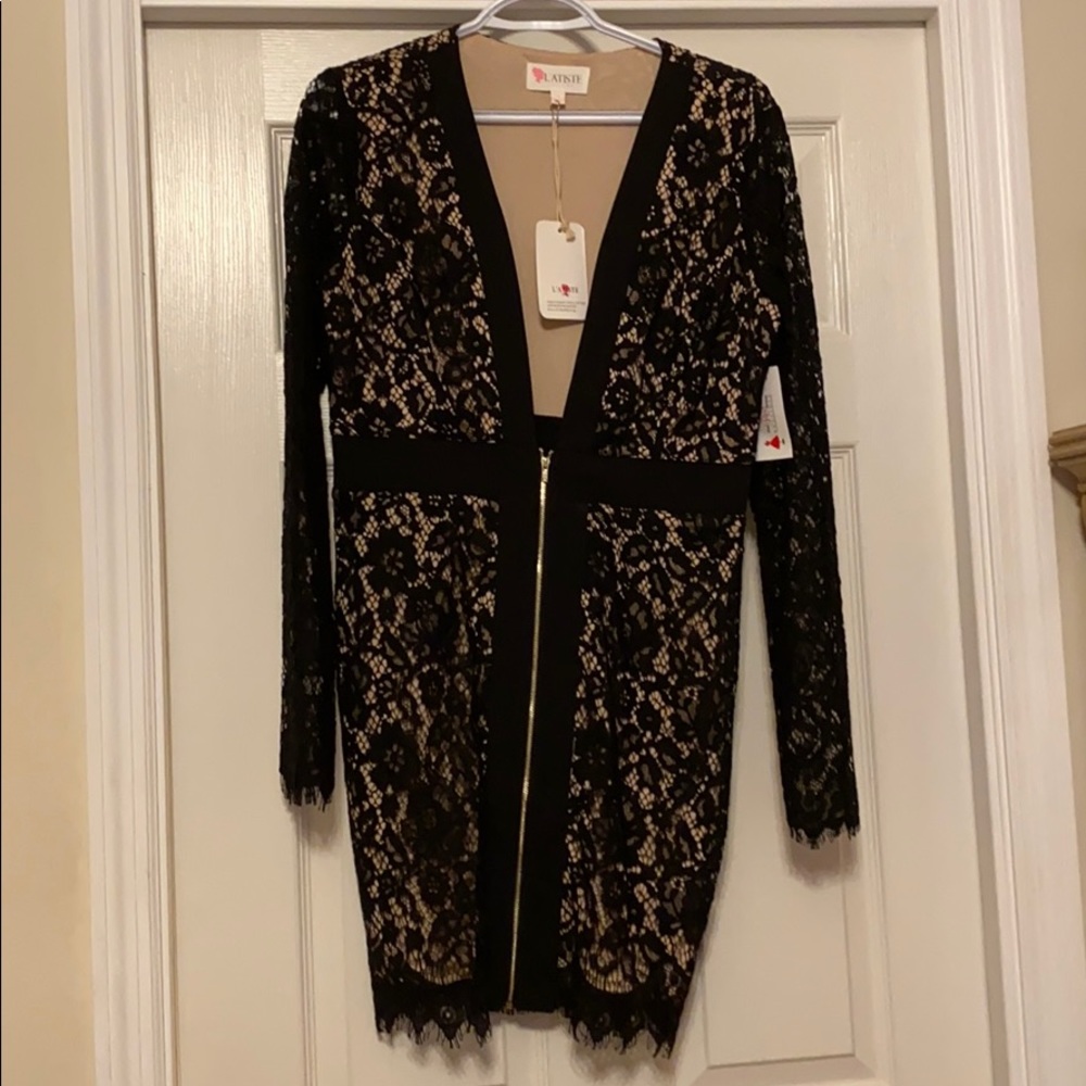 Plunging Neckline Lace Dress